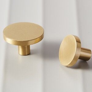 Large Round Solid Brass Cabinet Knobs - Kitchen Cabinets Drawer Pull Set of 2